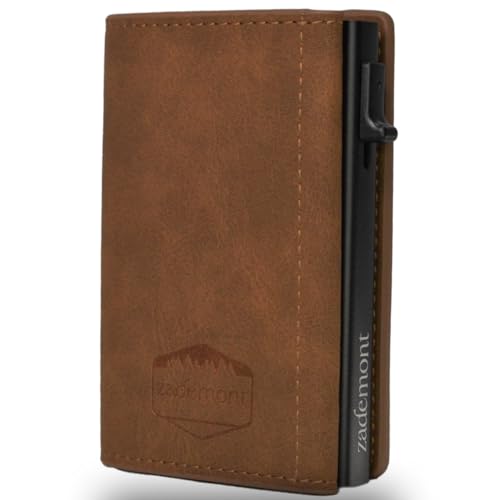 zademont Geldbörse Herren mit Münzfach | Portmonee Herren | Slim Wallet Herren mit Kartenetui | Geldbeutel zum Verschenken | Elegante Brieftasche (Mit Münzfach, Wood Brown) von zademont