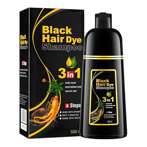 zak beauty Schwarzes Haarfärbeshampoo, für Männer und Frauen- Sofort-Haarfarben-Shampoo 100% Grauabdeckung- Einfach und schnell,langanhaltende Farbe 3 in 1 Schwarzes Haarfärbemittel- 500ML von zak beauty