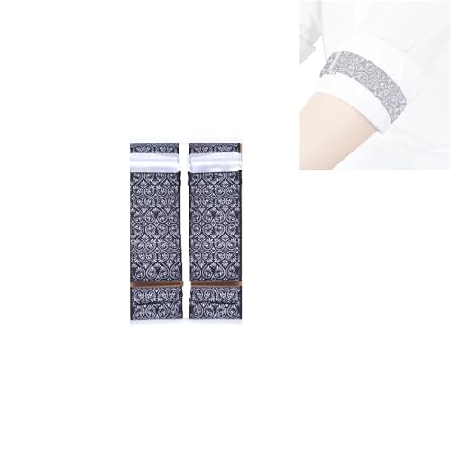 zalati Stretch-Jacquard-Hemd-Strumpfbänder, elastische Armbänder, rutschfeste Hemd-Ärmelhalter, verstellbare Arm-Ärmel-Strumpfbänder, elastisch, verstellbar – Grau von zalati