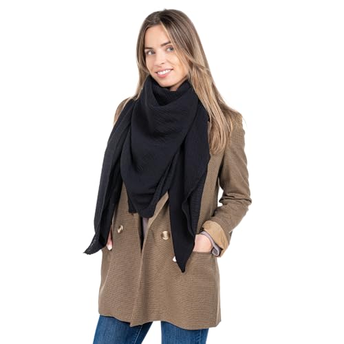 zallie - Musselin Schal Damen Viereckig – 135 x 135 cm – schwarz zallie - Musselin Schal Damen Viereckig – 135 x 135 cm – schwarz von zallie