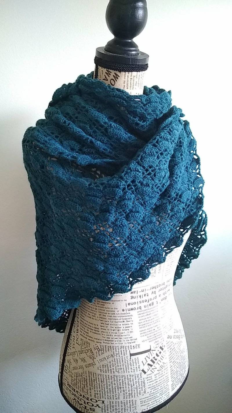 Feines Tuch Stola Dreieckstuch Reine Superfeine Alpakawolle Intensiv Blau Durchbrochenes Cocooning Superleichte Premium-Qualität Handgefertigt von zanatanii