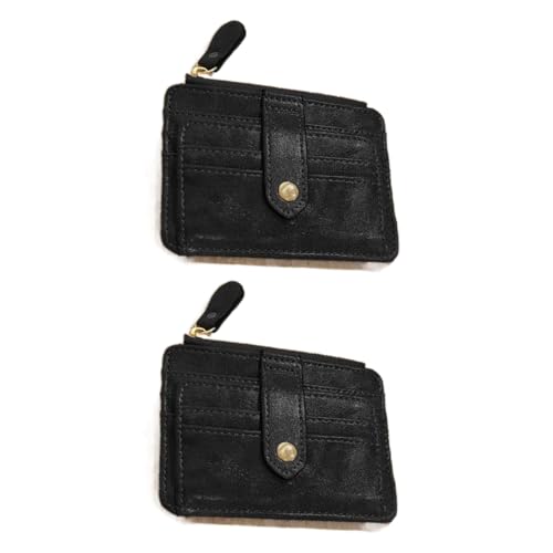 Retro-Kartentasche, 2 x Münzgeldbörsen im koreanischen Stil, kleine schlanke Brieftasche, mehrere Kartenfächer, Kartenhalter, Mini-Reißverschluss, schwarzer Kartenhalter für Damen, Retro Retro-Kartentasche, 2 x Münzgeldbörsen im koreanischen Stil, kleine schlanke Brieftasche, mehrere Kartenfächer, Kartenhalter, Mini-Reißverschluss, schwarzer Kartenhalter für Damen, Retro von zaoalife