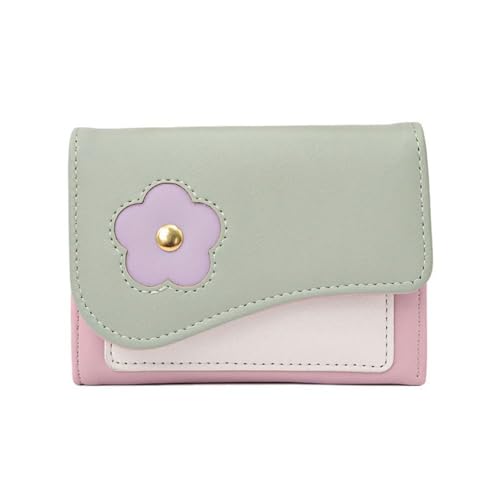 zaoalife Damen Geldbörse, dreifach gefaltete Geldbörse Mini kurze Geldbörse PU Leder Pocket Wallet Cash Card Holder Münzbörse 5 Kartenfächer 1 Bargeldfach 1 Ausweisfenster von zaoalife