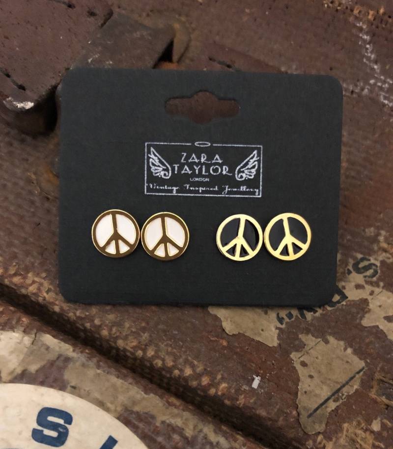 Schwarz & Weiß Peace Ohrstecker von zarataylor