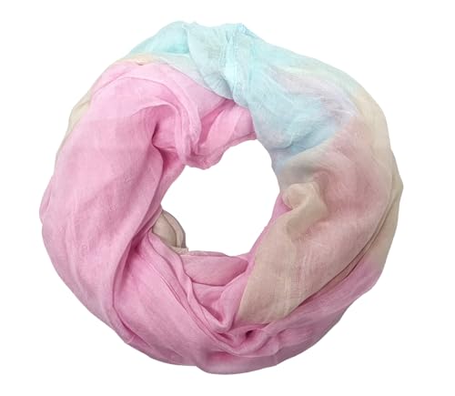 Damen Loop Schal, Schlauchschal dünn, Halstuch, Rundschal Tücher Farbverlauf Aquarell 100% weiche Viskose von zarolo