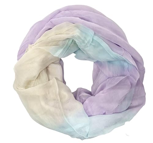 Damen Loop Schal, Schlauchschal dünn, Halstuch, Rundschal Tücher Farbverlauf Aquarell 100% weiche Viskose von zarolo