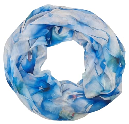 Damen Loop Schlauchschal dünn, Halstuch, Rundschal Tücher Aquarell Blumen,weiche Viskose von zarolo