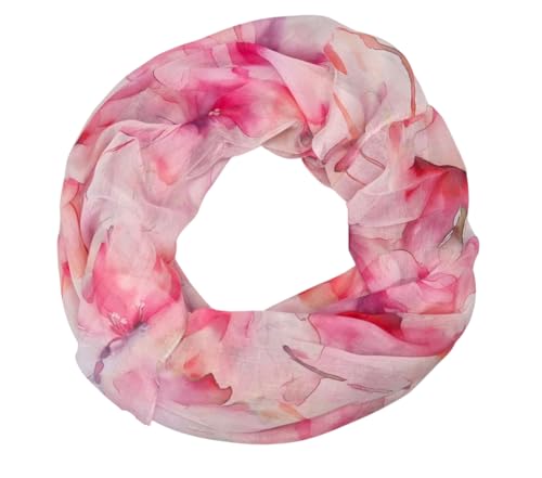 Damen Loop Schlauchschal dünn, Halstuch, Rundschal Tücher Aquarell Blumen,weiche Viskose von zarolo