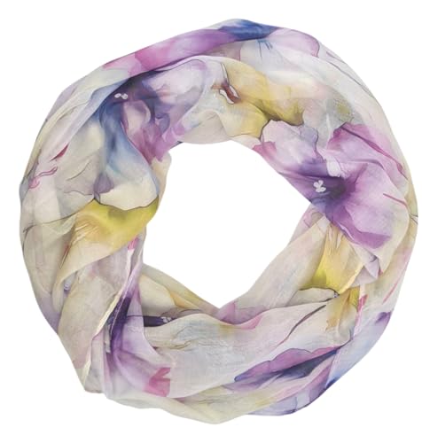 Damen Loop Schlauchschal dünn, Halstuch, Rundschal Tücher Aquarell Blumen,weiche Viskose von zarolo