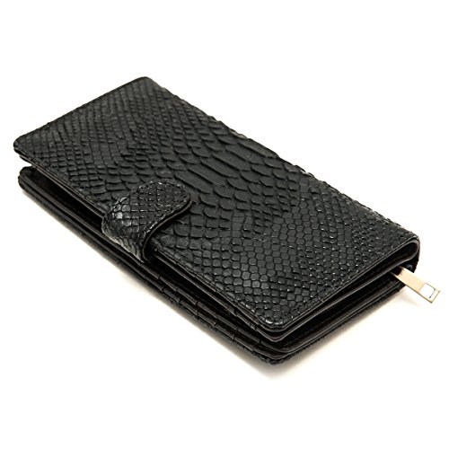 Leder Damen Geldbörse, Frauen Portemonnaie Brieftasche, Damen Leder Geldbörse in Zwei Größen Ledergeldbörse schwarz Python Look von zarolo