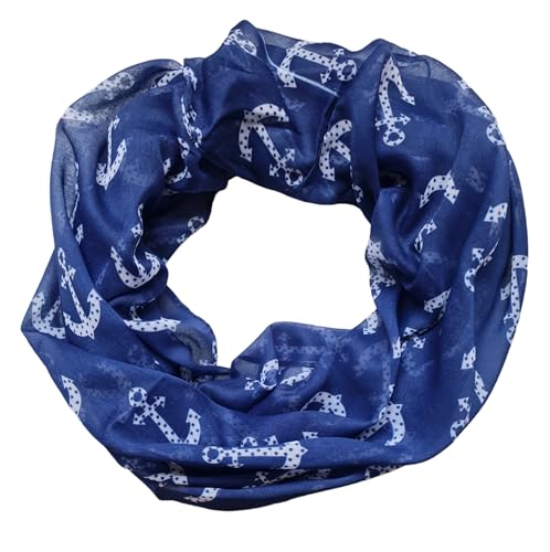 Loop - Schal/Schlauchschal, Schlauchtuch leicht, Halstuch Marine,Anker Motiv in verschied. Farben, Hochwertig Viskose von zarolo