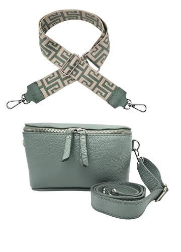 Trendige Damen Hüfttasche mit Gurt, Brusttasche mit bereitem Gurt, Gürteltasche,Cross Body Tasche, Umhängetasche italienisches Echtleder von zarolo