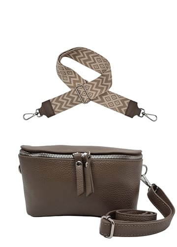 Trendige Damen Hüfttasche mit Gurt, Brusttasche mit bereitem Gurt, Gürteltasche,Cross Body Tasche, Umhängetasche italienisches Echtleder von zarolo