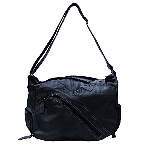 zarolo Damen Leder Tasche, Schultertasche, Umhängetasche, Shopper, Hobo Bag, Studententasche, College Tasche DIN A4 (41/30/16) echtes Leder M2015 von zarolo