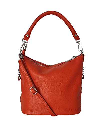 zarolo Damen Leder Tasche, Schultertasche klein, Italienische Umhängetasche mit Henkel, Beuteltasche Leder, Lederbeutel Z20020 Italienische Handarbeit von zarolo