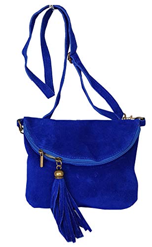 zarolo Damen Leder Tasche,kleine Schultertasche,Umhängetasche mit Fransen,echtes Wildleder von zarolo