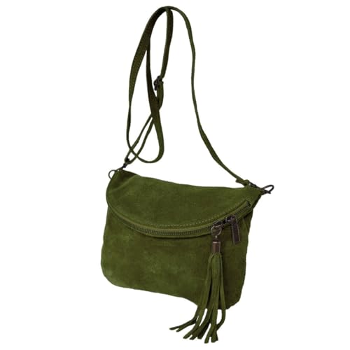 zarolo Damen Leder Tasche,kleine Schultertasche,Umhängetasche mit Fransen,echtes Wildleder von zarolo