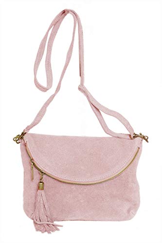 zarolo Damen Leder Tasche,kleine Schultertasche,Umhängetasche mit Fransen,echtes Wildleder von zarolo