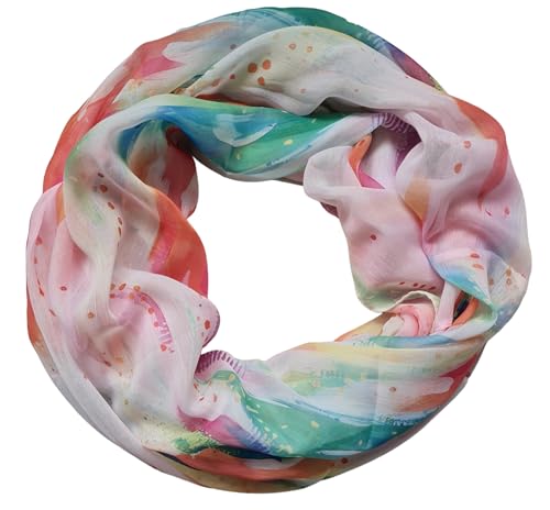 zarolo Damen Loop Schal, Schlauchschal dünn, Halstuch, Rundschal Tücher Farbverlauf Bunt 100% weiche Viskose von zarolo
