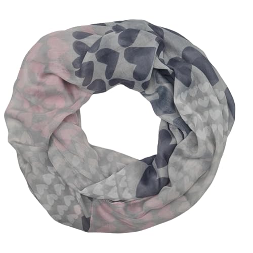 zarolo Damen Loop Schal, Schlauchschal dünn, dünnes Halstuch, Rundschal Tücher Herz Muster,weiche Viskose von zarolo