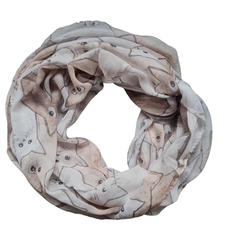 zarolo Damen Loop Schal, Schlauchschal dünn, Halstuch, Rundschal Tücher Katzen Motiv 100% weiche Viskose von zarolo