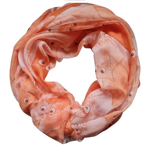 zarolo Damen Loop Schal, Schlauchschal dünn, Halstuch, Rundschal Tücher Katzen Motiv 100% weiche Viskose von zarolo