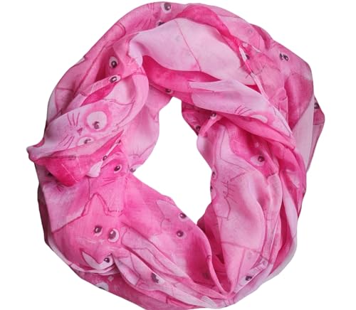 zarolo Damen Loop Schal, Schlauchschal dünn, Halstuch, Rundschal Tücher Katzen Motiv 100% weiche Viskose von zarolo