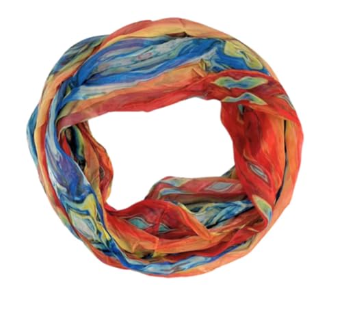 zarolo Damen Loop Schal mehrfarbig, Schlauchschal dünn, Halstuch bunt mehrfarbig, Rundschal Tücher Farbverlauf Bunt leicht und seidig von zarolo