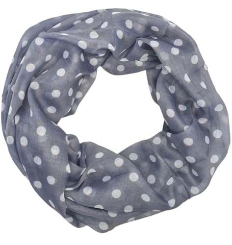 zarolo Damen Loop Schlauchschal dünn, Halstuch gepunktet, Rundschal Tücher mit Punkten,Damen Loop Punkte weiche Viskose von zarolo