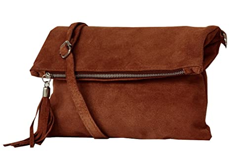 zarolo Damen Umhängetasche,Tasche klein, Schultertasche, Cross Body, Leder Clutch echtes Leder, Handtasche Italienische Handarbeit M20597 von zarolo