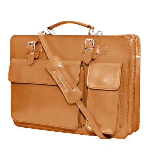 zarolo Leder Aktentasche, Businesstasche, Laptoptasche, Büro Tasche UNISEX mit Schulterriemen Handmade in Italy von zarolo