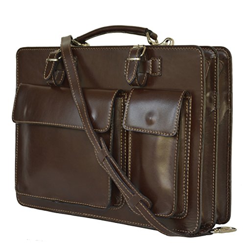 zarolo Leder Aktentasche, Businesstasche, Laptoptasche, Büro Tasche UNISEX mit Schulterriemen Handmade in Italy von zarolo