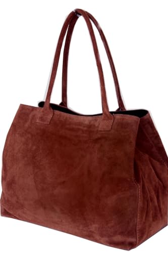 zarolo Leder Damen Tasche, Henkeltasche Wildleder, Wildledertasche XL, Shopper, große Damentasche Tote Bag italienische Handarbeit von zarolo