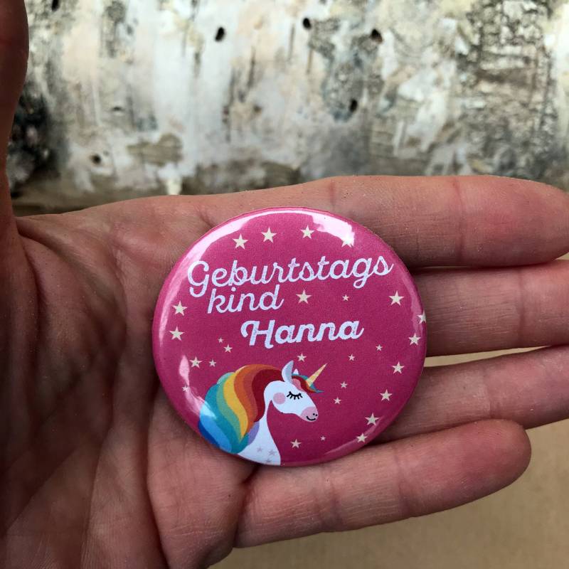 Buttons "Geburtstagskind + Name"/Einhorn von zartbesaitet