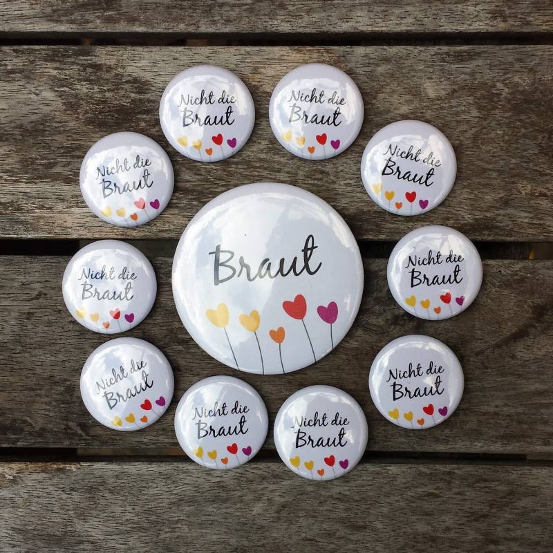 Jga-Button-Set Herzblumen Hochzeitsbuttons Herzen Liebe Anstecker von zartbesaitet