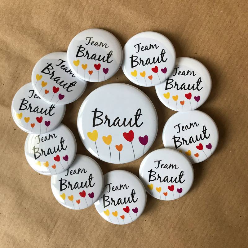 Jga-Button-Set Herzen Braut Team von zartbesaitet