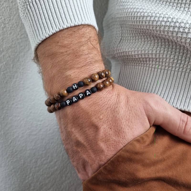 Armband Männer Personalisiert | Papa Personalisiertes Für Mit Sandelholz-Perlen von zauberhafthochdrei