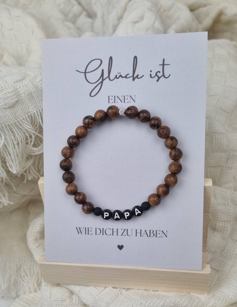 Papa Armband Mit Geschenkkarte | Männer Personalisiert Sandelholz-Perlen von zauberhafthochdrei