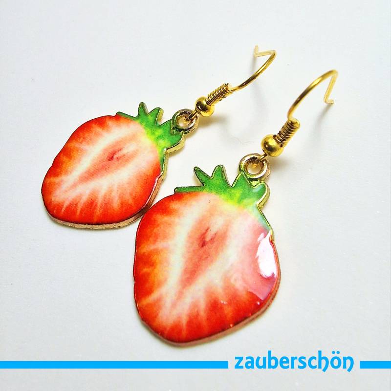 Lecker Erdbeeren Als Ohrringe von zauberschoeneWelt