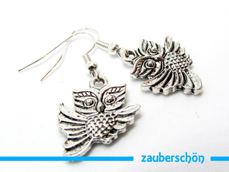 Silberner Eulen Ohrringe von zauberschoeneWelt