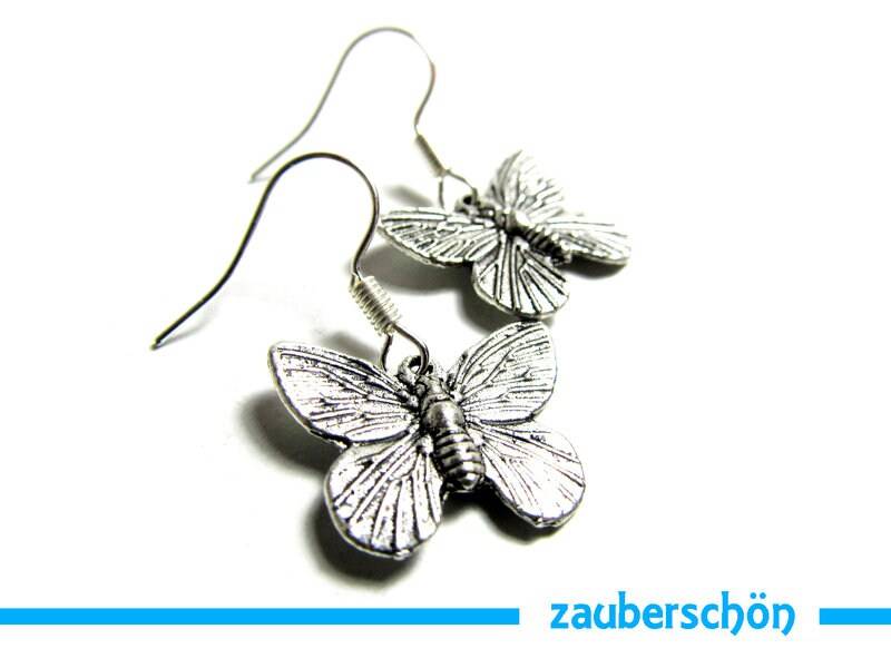 Silberner Schmetterling Ohrringe von zauberschoeneWelt
