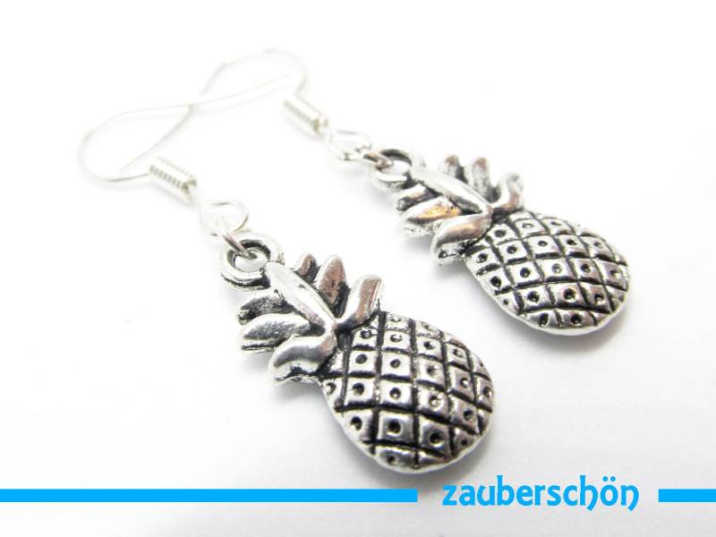 Witzige Silberfarbene Ananas Ohrringe von zauberschoeneWelt
