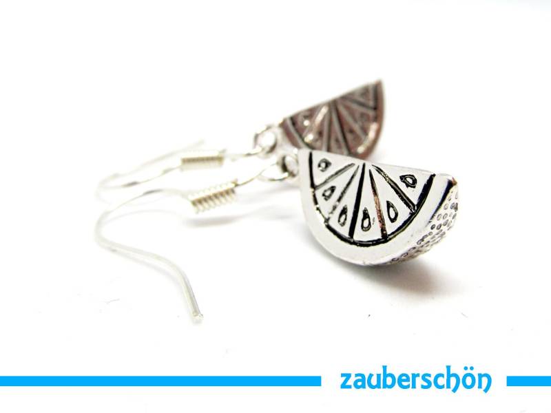 Witzige Silberfarbene Orangen Ohrringe Witzige Silberfarbene Orangen Ohrringe von zauberschoeneWelt