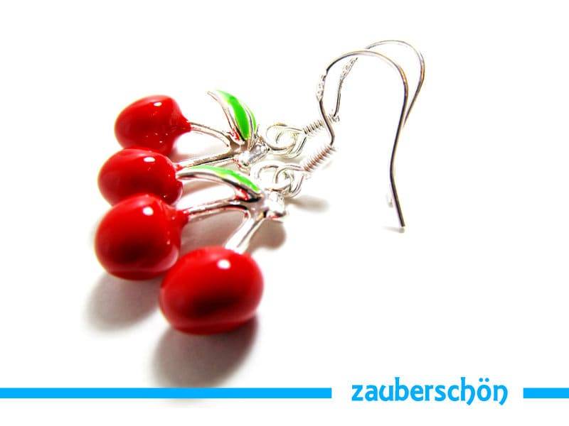 Zauberschöne 925 Silber Kirsch Ohrringe von zauberschoeneWelt