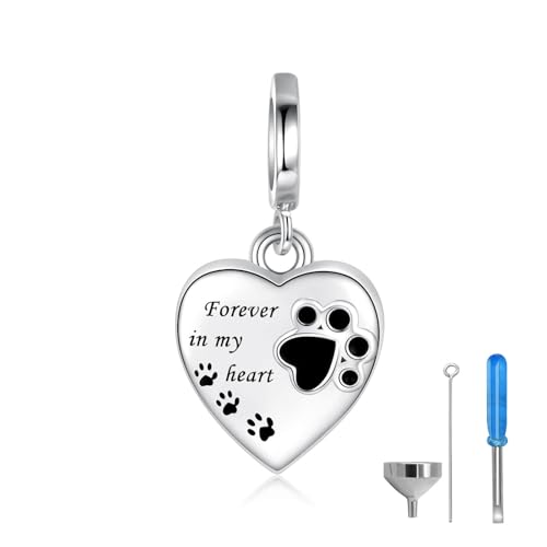 zaxsj Urnen-Anhänger aus Sterlingsilber für Asche für Damen, passend für Armband, Herz-Perle, Hundepfoten-Andenken, Andenken, Schmuck für Damen zaxsj Urnen-Anhänger aus Sterlingsilber für Asche für Damen, passend für Armband, Herz-Perle, Hundepfoten-Andenken, Andenken, Schmuck für Damen von zaxsj