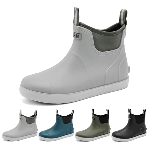 zaxunai Gummistiefel Herren Halbhoch Wasserdicht, Gefüttert Protective Anti-Rutsch Stiefeletten, Grundlegend PVC Chelsea-Stiefel von zaxunai