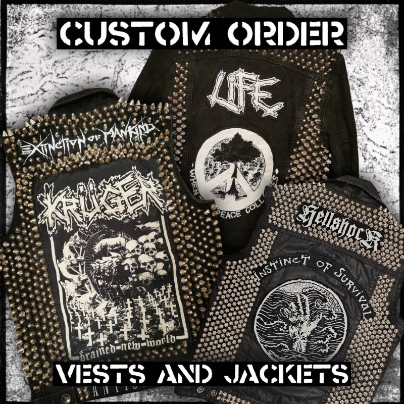 Sonderanfertigung/Punk Jacke Weste Crust Metal Kampfjacke Alternative Goth Emo Nieten Personalisierte Vintage Handgefertigte Maßgeschneiderte Sonderanfertigung/Punk Jacke Weste Crust Metal Kampfjacke Alternative Goth Emo Nieten Personalisierte Vintage Handgefertigte Maßgeschneiderte von zbojdiy