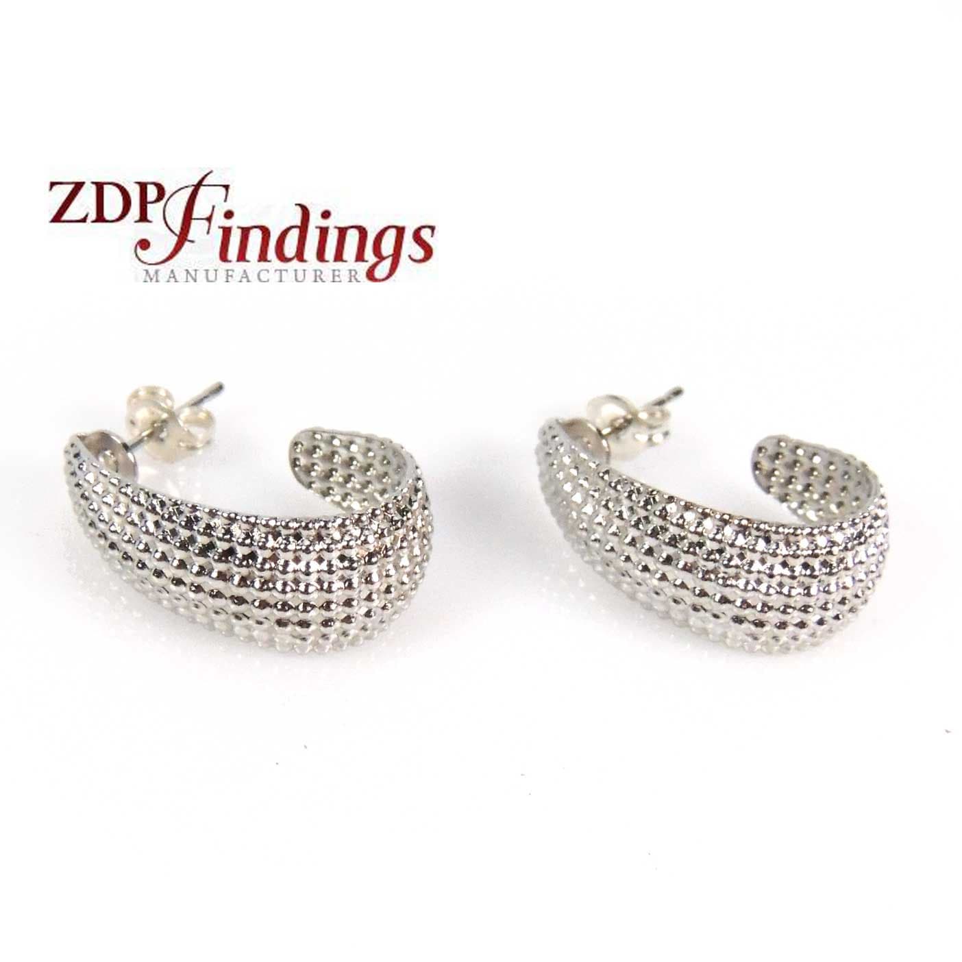 2 Stück Glänzende Silber Überzogene 20x8mm Zarte Minimal Perlen Leichte Punkte Creolen | Bbd208 2 Stück Glänzende Silber Überzogene 20x8mm Zarte Minimal Perlen Leichte Punkte Creolen | Bbd208 von zdpfindings