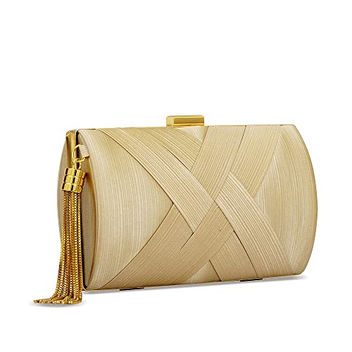 zebrum Damen-Clutch, Abendtasche, Designer-Handtasche, Party-Clutch, Geldbörse, Beige-elegante Quaste, Einheitsgröße von zebrum