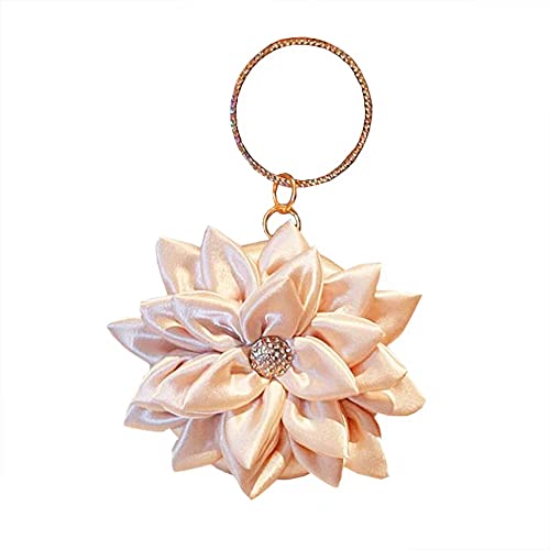 zebrum Damen Abend-Clutch, Designer-Abend-Handtasche, Party-Clutch-Geldbörse, Blume, runde Form, Champagner von zebrum